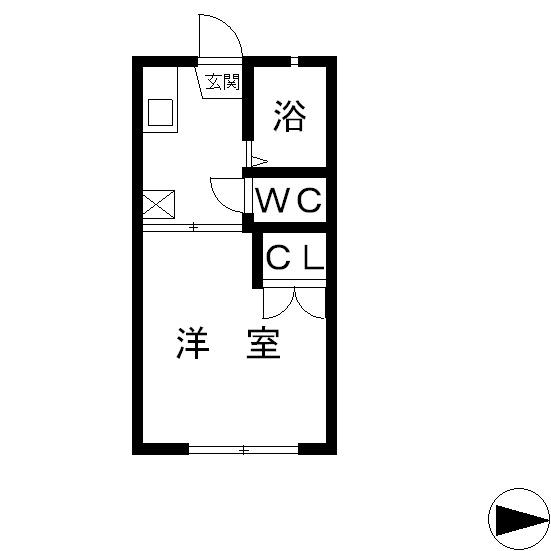 アスリートA棟(1K/2階)の間取り写真