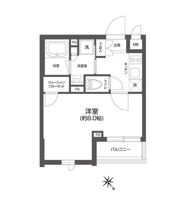 グランパセオ四谷若葉(1K/3階)の間取り写真