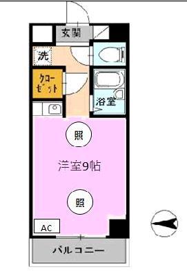 土井ハイツ北条口(ワンルーム/4階)の間取り写真