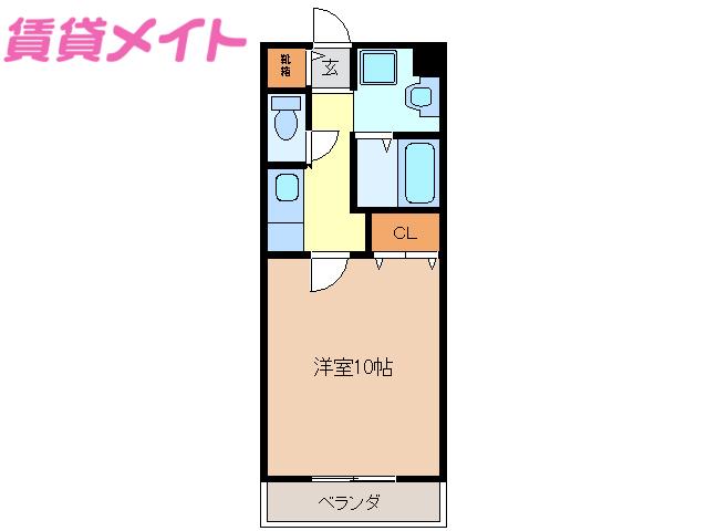 亀山マンションB棟(1K/2階)の間取り写真
