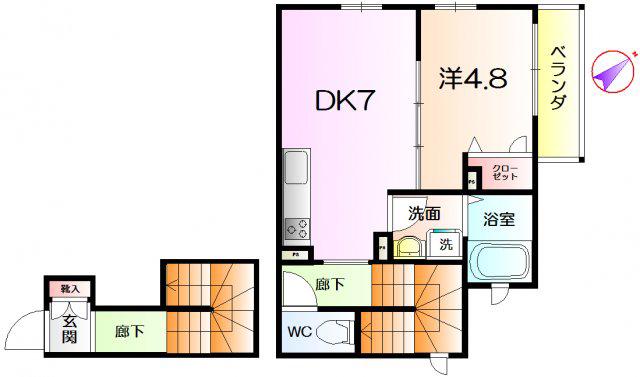 シャーメゾン東上野芝(1DK/2階)の間取り写真
