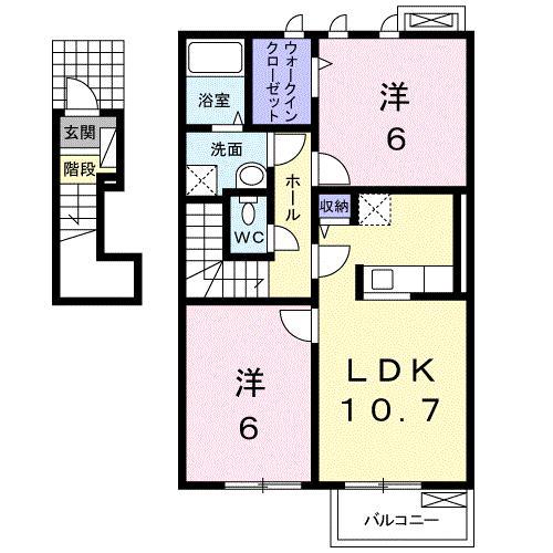 ルース デラ プレッソ III(2LDK/2階)の間取り写真
