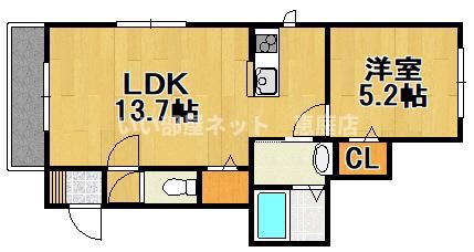 HIGH STOREYA(1LDK/3階)の間取り写真