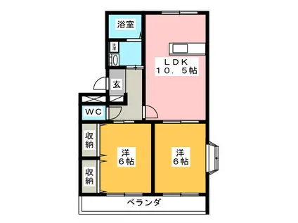 エヌビーハイツ(2LDK/2階)の間取り写真