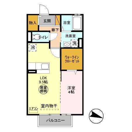 サンヴィラージュE(1LDK/1階)の間取り写真