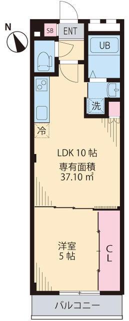DYNA武蔵野(1LDK/2階)の間取り写真