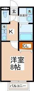 キャピタル大和町 A(1K/2階)の間取り写真