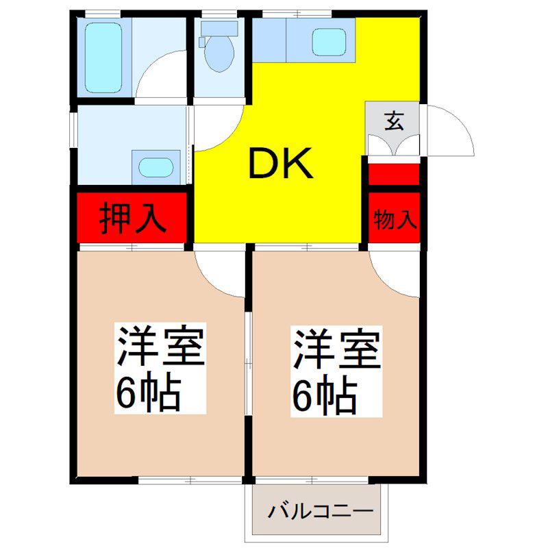 メゾン古谷A2(2DK/2階)の間取り写真