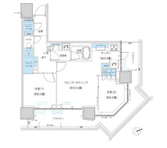 パークシティ柏の葉キャンパス ザ・ゲートタワー ウエスト(2LDK/18階)の間取り写真