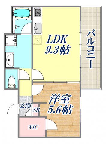 ブルーノ夙川 RESIDENCE(1LDK/5階)の間取り写真