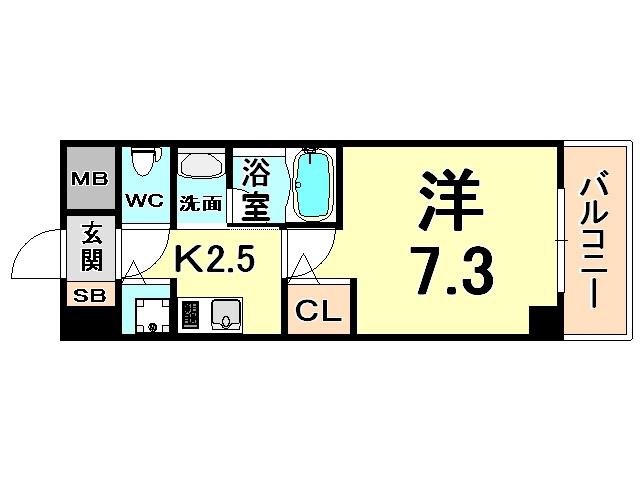 ラフォルテ南塚口(1K/3階)の間取り写真