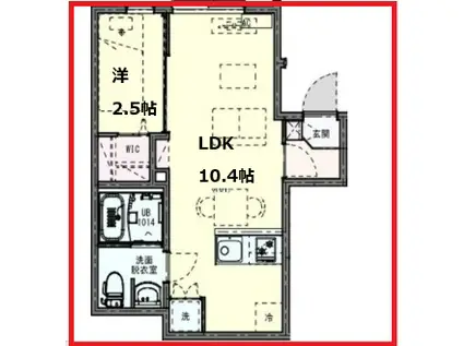 クレイス竹ノ塚(1LDK/1階)の間取り写真