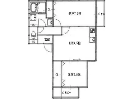 EIJU吹田南正雀(2LDK/1階)の間取り写真