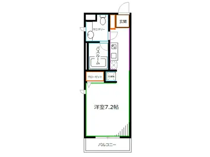 仁愛レジデンス(1K/2階)の間取り写真