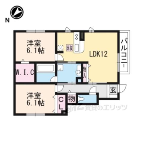 KSFERIOB棟(2LDK/1階)の間取り写真