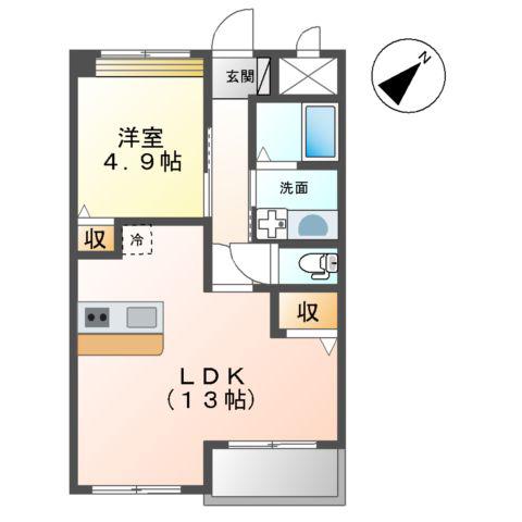 FOUR LEAF 城山(1LDK/2階)の間取り写真
