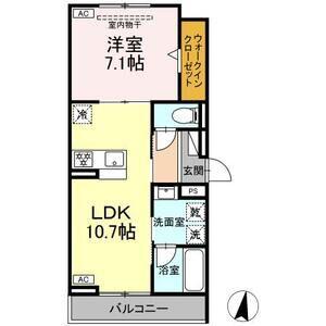 GRAND D-ROOM幸町(1LDK/2階)の間取り写真
