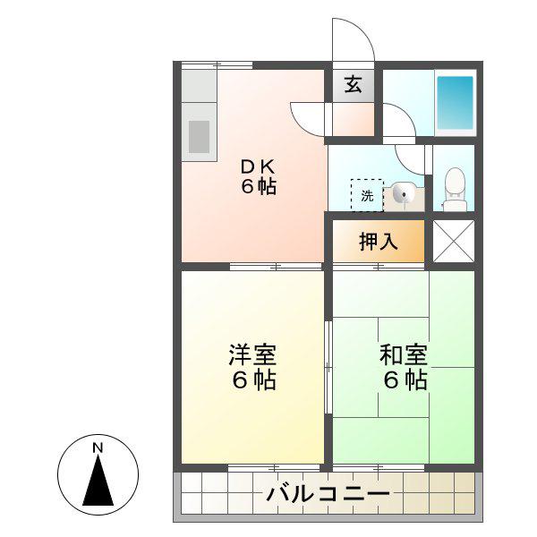 ノーブルパレス(2DK/2階)の間取り写真