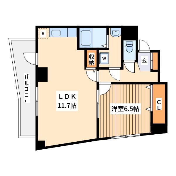 パレノール城山(1LDK/3階)の間取り写真