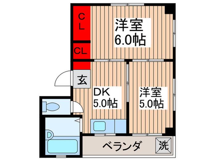 ハイプライス(2DK/3階)の間取り写真