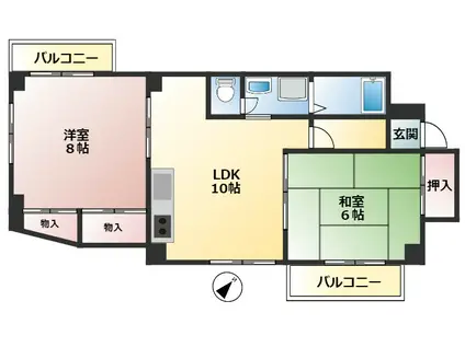 ニュー美藤マンション(2LDK/4階)の間取り写真
