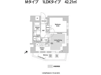 ソアラノーム大岡山(1LDK/6階)の間取り写真