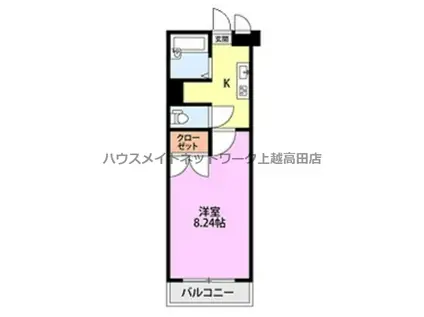 ベロウ山屋敷(1K/2階)の間取り写真