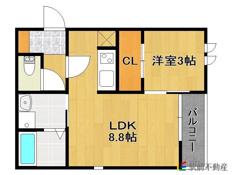GRANDTIC 筑紫野中央(1LDK/1階)の間取り写真
