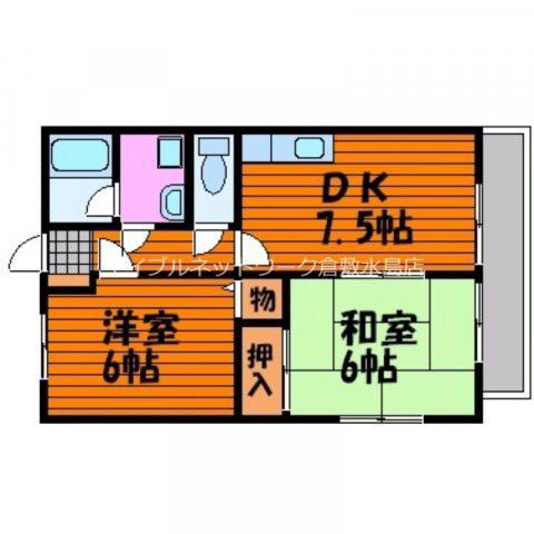 コウジィーコート箕島(2DK/2階)の間取り写真