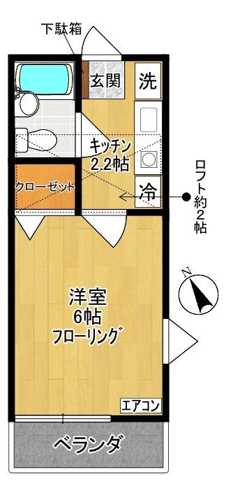 ペアハイムXI(1K/2階)の間取り写真