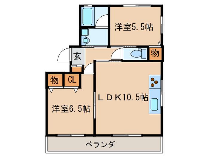 プティメゾン庄内通(2LDK/1階)の間取り写真