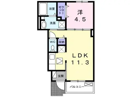 ラフレシール(1LDK/1階)の間取り写真