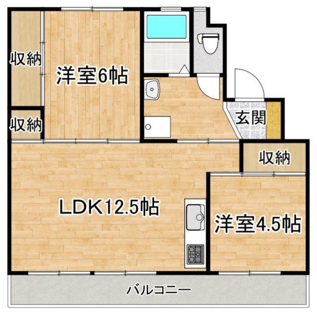 スカイクレスト 1棟(2LDK/2階)の間取り写真
