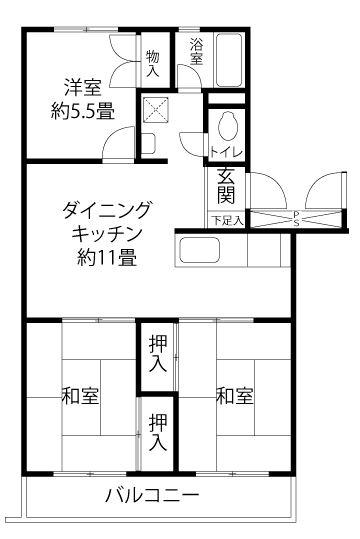 下里第二(3DK/5階)の間取り写真