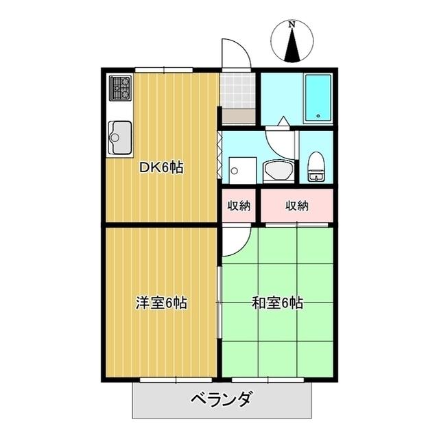 プレジュール河辺(2DK/2階)の間取り写真