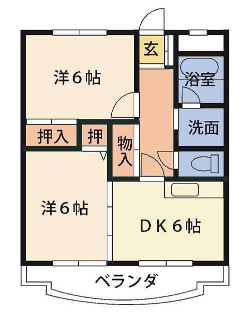 エール・アヴェニュー(2DK/1階)の間取り写真