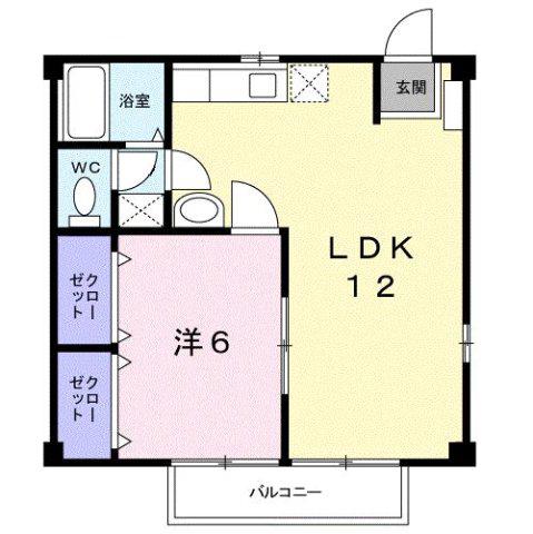 ニューシティコスモス(1LDK/2階)の間取り写真