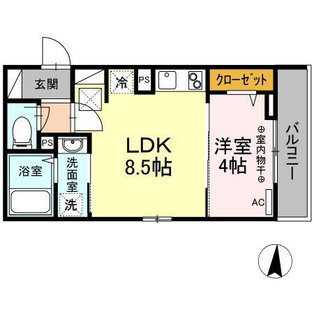 フェリーチェ天神(1LDK/1階)の間取り写真