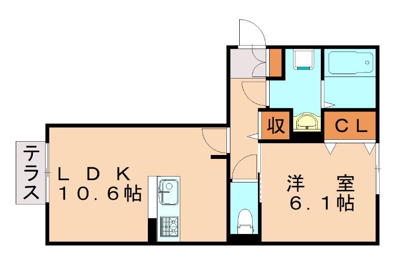 イオメール折尾(1LDK/2階)の間取り写真