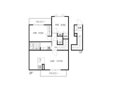カーサベルデ3番館(2LDK/2階)の間取り写真
