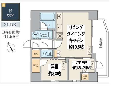 GARDENXAVIS南蒲田 ガーデンザヴィス南蒲田(2LDK/5階)の間取り写真