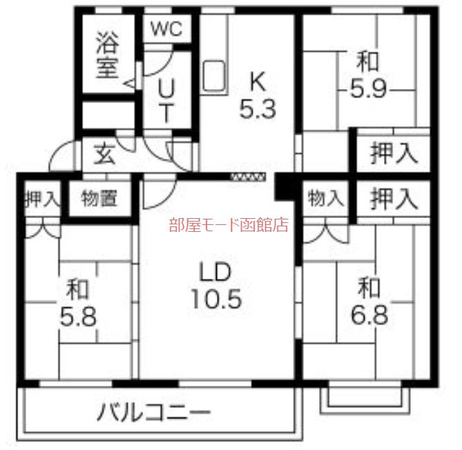 コーポワカサ(3LDK/2階)の間取り写真