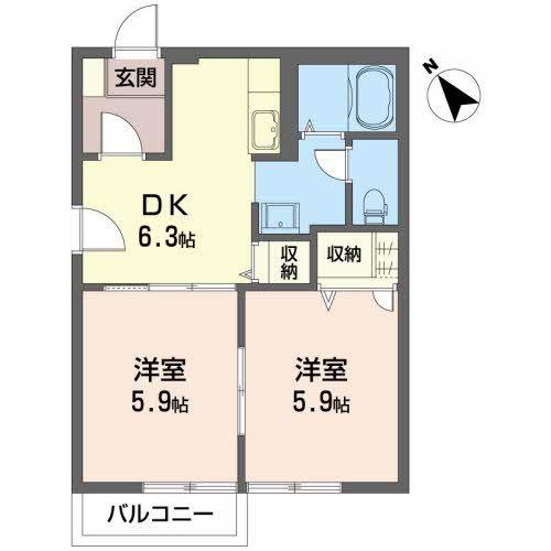 シャーメゾンM(2DK/2階)の間取り写真