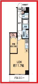 アルコバレーノ 大師前(1LDK/3階)の間取り写真