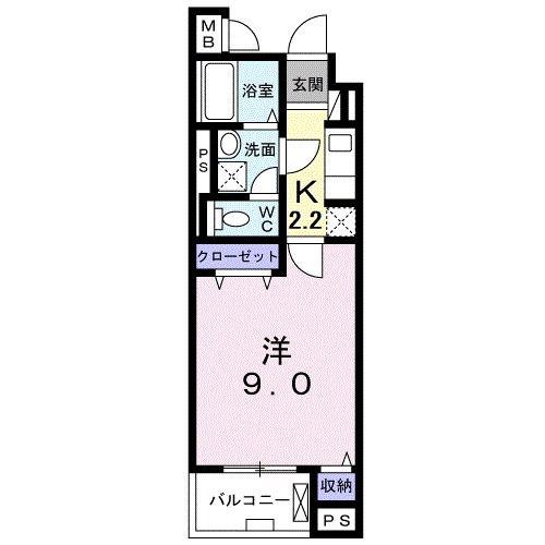 リズミン(1K/4階)の間取り写真