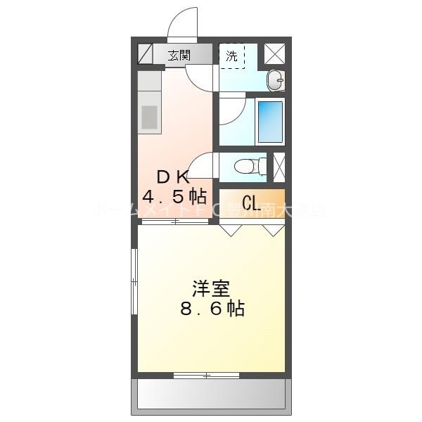 オンディーヌ(1DK/3階)の間取り写真