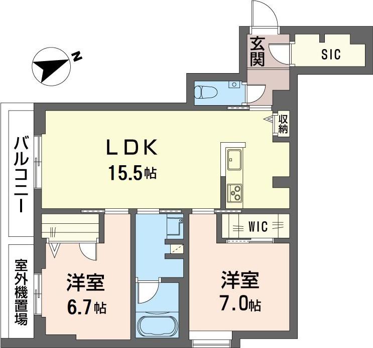 ネイビーコート(2LDK/2階)の間取り写真