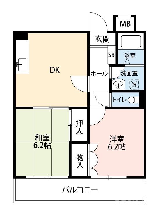 コート上野芝(2DK/3階)の間取り写真
