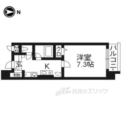 阪急京都線 西院駅(阪急) 徒歩7分 4階建 築17年(1K/1階)の間取り写真