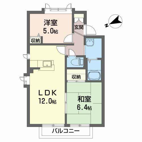 プレステージ川岸G(2LDK/1階)の間取り写真